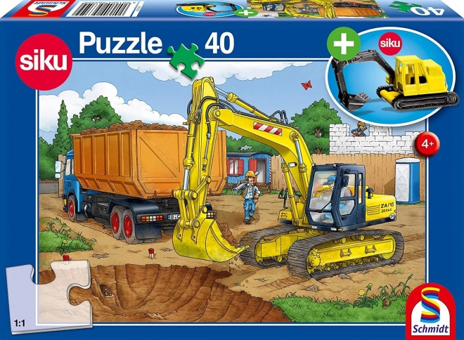 Puzzle Bagger 40 Teile mit SIKU Modell