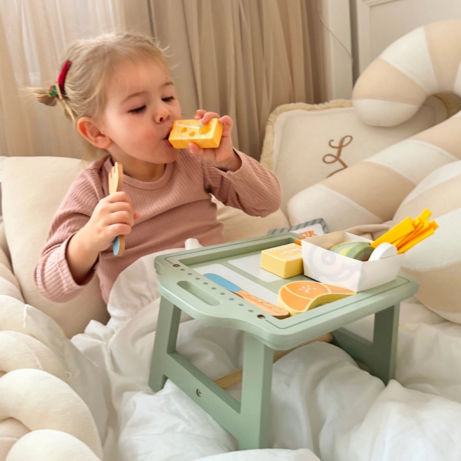 Woopie Green Frühstücksset mit Tablett und Holzzubehör Pastell