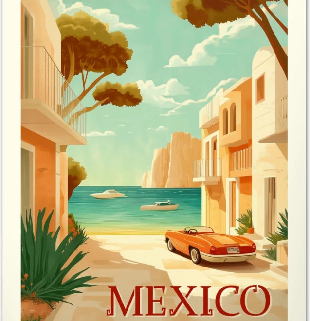 Wandkalender Vintage-Plakate Tropische Paradiese 2026