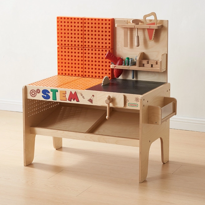 Holztisch XL Werkstatt Montessori STEM mit Werkzeugen und Zubehör Masterkidz
