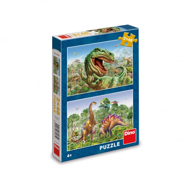 Dinosaurier-Duell Puzzle 2x48 Teile