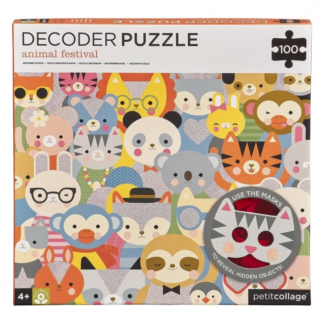 Petit Collage Tiere Puzzle mit 3D-Brille