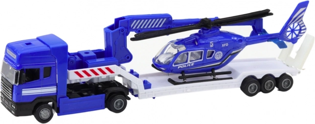 Rettungsfahrzeug-Set mit blauem Polizeihubschrauber
