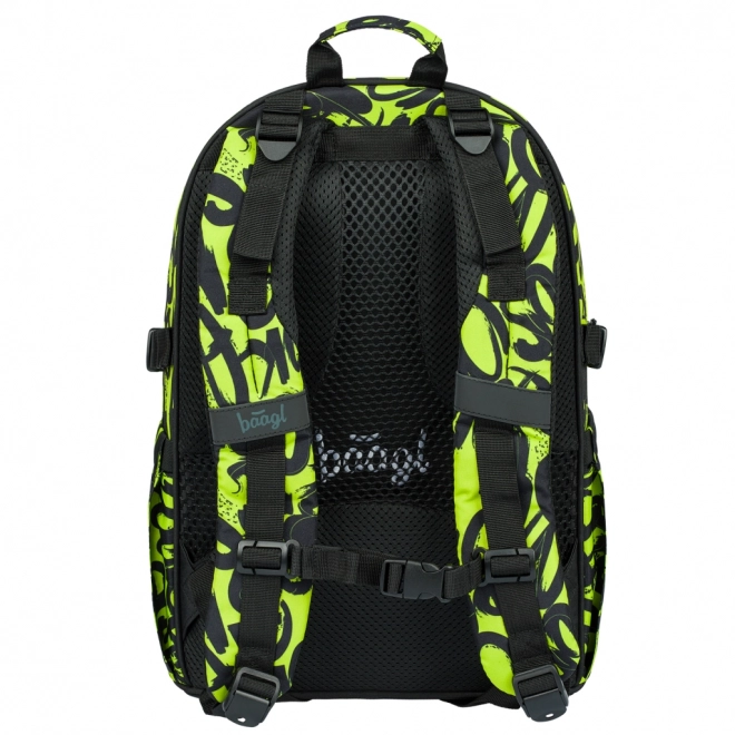 BAAGL 3 SET Core Lime: Rucksack, Federmäppchen, Beutel