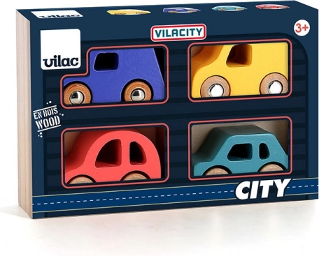 Set von 4 hölzernen Autos City von Vilacity