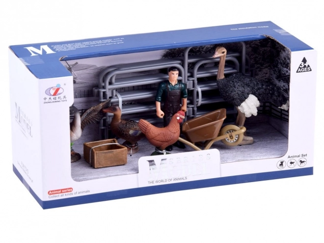 Tierfiguren Bauernhof Spielset mit Huhn und Strauß – B