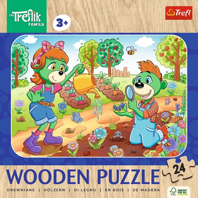 Dreipuzzles Trefl: Familie Treflik kennenlernen - 24 Teile