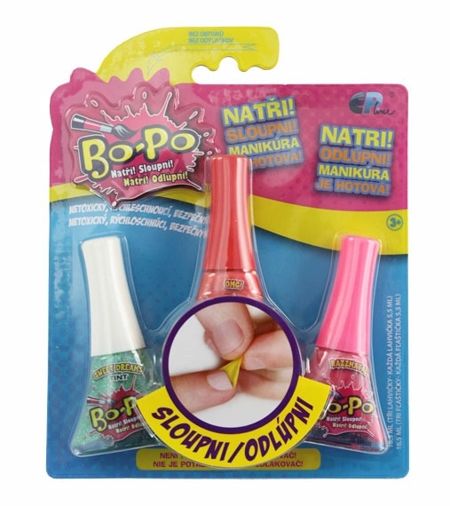 Bo-Po Set mit 3 Abziehbare Nagellacke