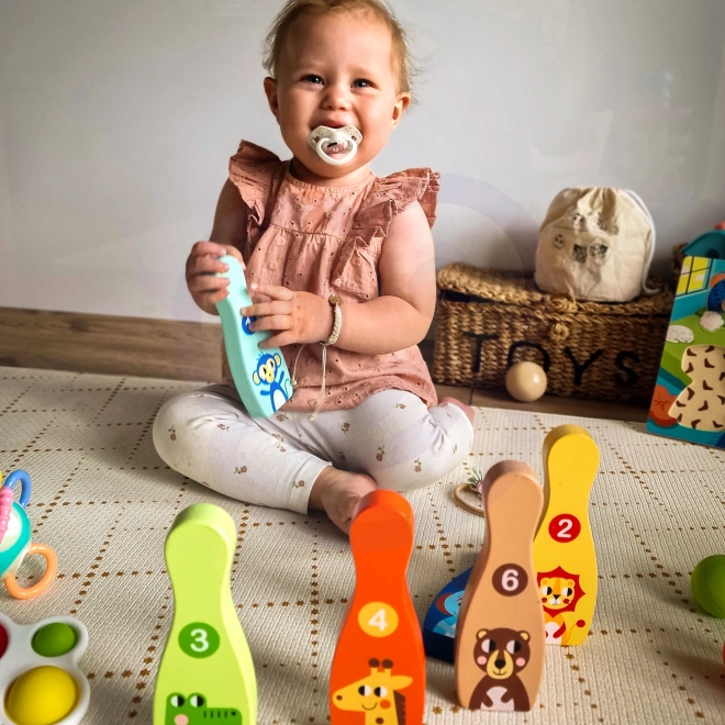 Drewniane Kinderspielzeug Bowling Set