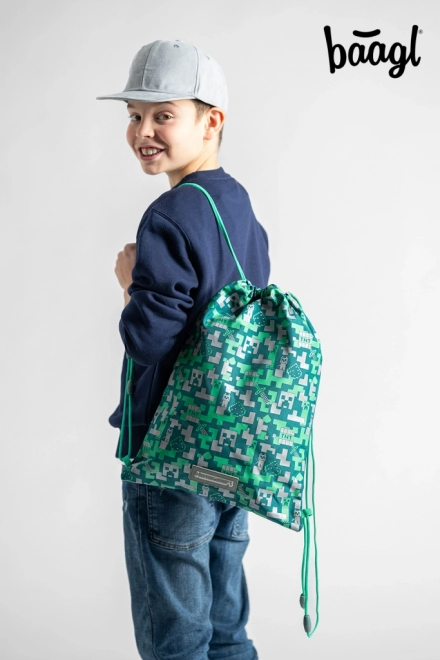 Taschenrucksack mit silbernem Creeper aus MINECRAFT