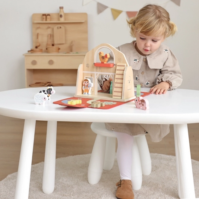 Tooky Toy Zusammenbaubare Holzfarm mit Tierfiguren