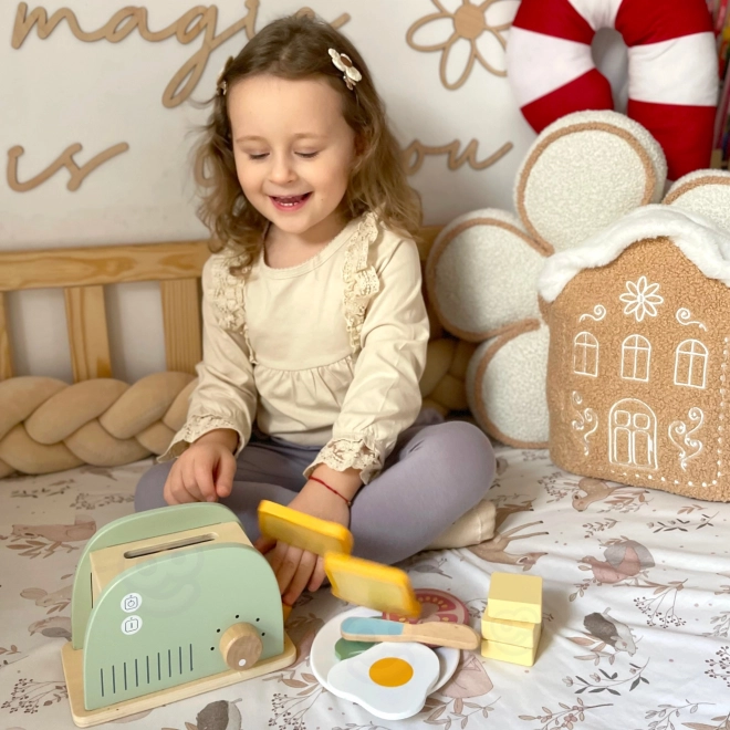 Hölzerner Toaster Pastell Frühstücksset von Tooky Toy