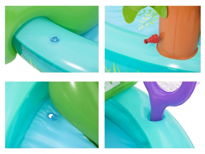 Drachen-Spielplatz mit Rutsche und Sprinkler