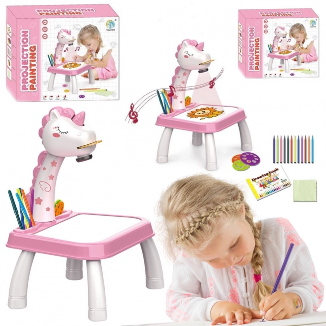 Projektor Einhorn Malkünstler Tischtafel Pink