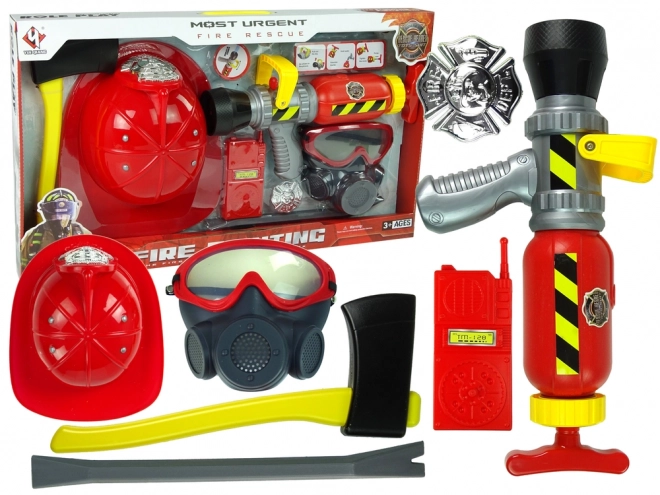 Feuerwehr Spielset mit Wasserlöscher und Maske