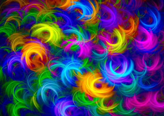 Puzzle Abstrakte neonfarbene Federn 1000 Teile