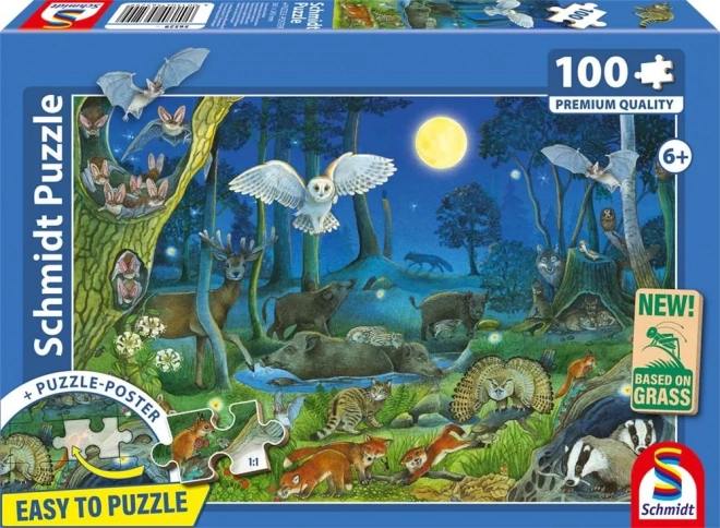 Puzzle Waldtiere bei Nacht 100 Teile