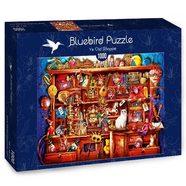 Blauer Vogel Puzzle Alte Werkbank mit Spielzeug 1000 Stück