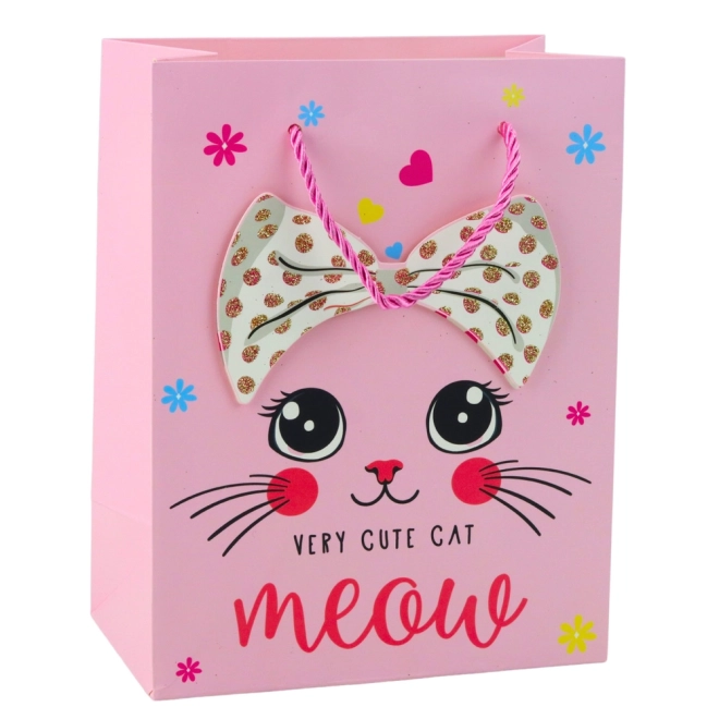 Geschenktasche Katzen rosa mit Glitzer