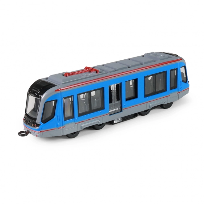 Blaue Spielzeug-Straßenbahn aus Metall