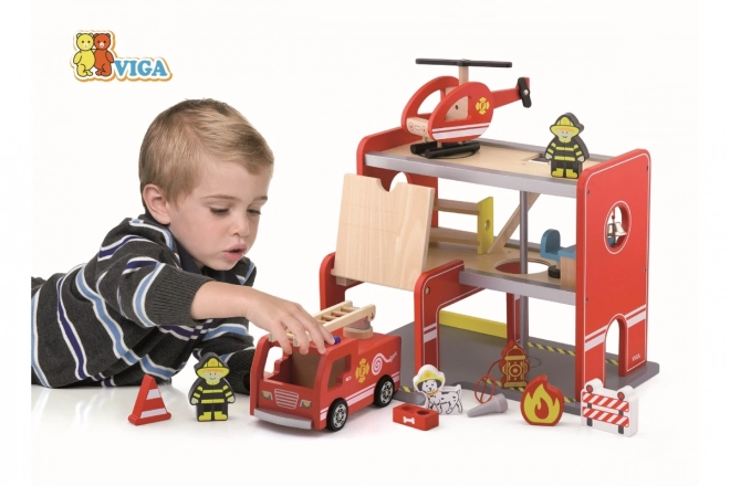 Holz Feuerwehrstation Spielset