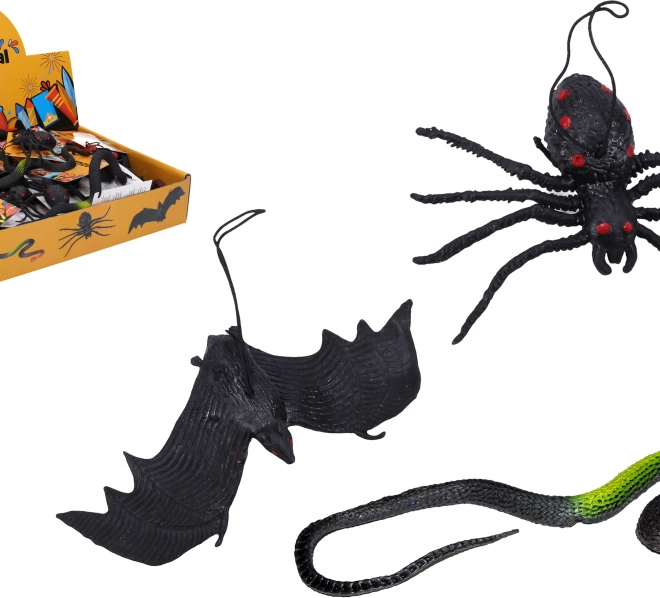Gummi-Figuren Schlange, Fledermaus und Spinne – Mix 50 Stk. in der Displaybox