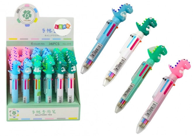 Mehrfarbiger Dino Pen mit 6 Farben