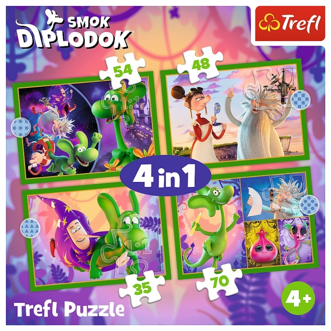 TREFL Hokus Pokus Diplodocus Puzzle 4-in-1 Set