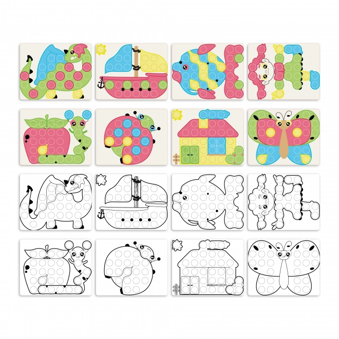 Quercetti Fantacolor Junior Play Eco+ Steckmosaik für Kinder, 48 Steckknöpfe