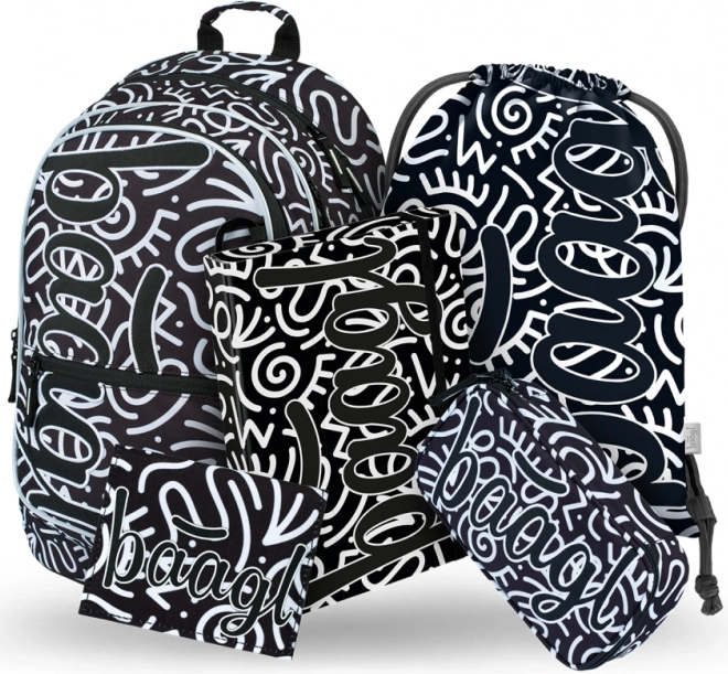 Schulset Baagl Core Element: Rucksack, Federmäppchen, Beutel, Mappen, Geldbörse