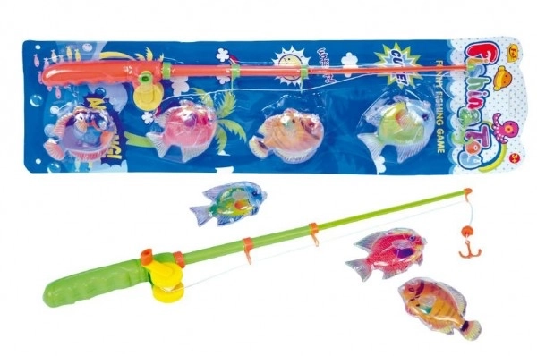 Magnetisches Angelspiel für Kinder - 4 Fische und Rute, 2 Farben