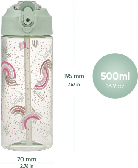 Trinkflasche aus Tritan mit Strohhalm Regenbogen 500 ml