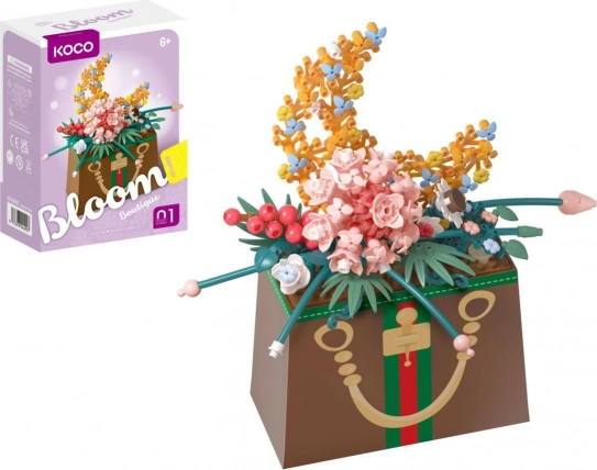 Minibausteine KOCO Blume in Handtasche, Kunststoff, 245 Teile