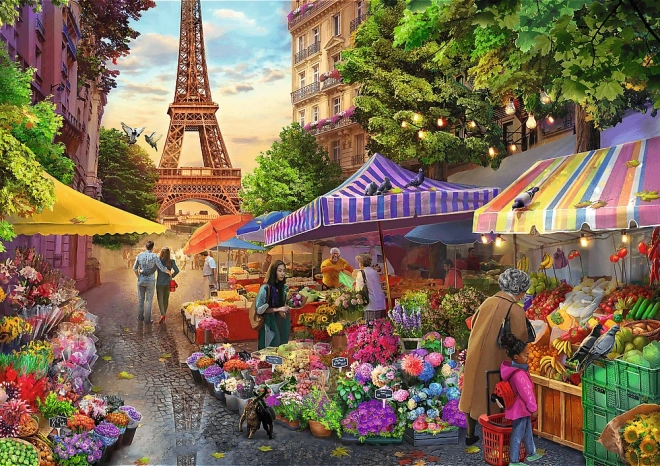 Puzzle 1000 Teile - Tea Time Paris Blumenmarkt