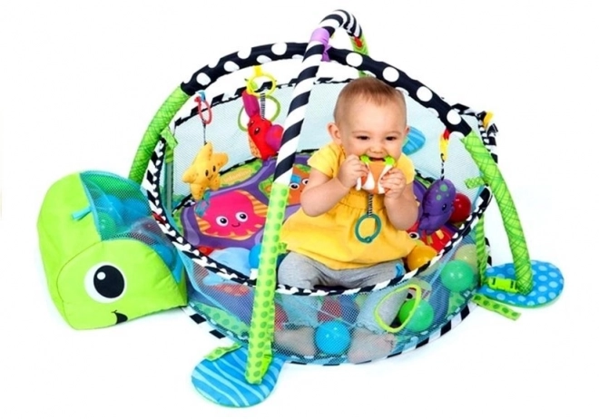 Erzieherische Spieldecke für Babys Schildkröte 3-in-1 mit Pool und Bällen