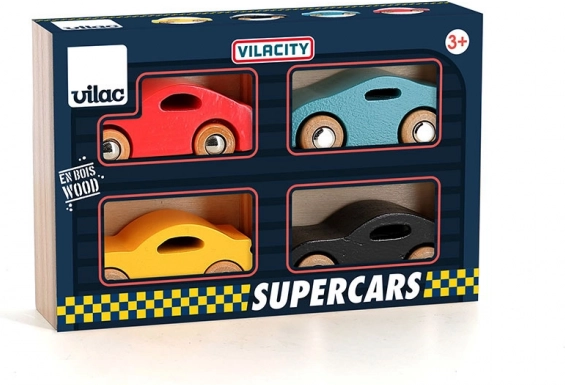 Set mit 4 Holzautos Vilacity