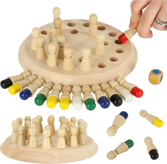Holz-Logik-Memory-Spiel – bunte Stifte