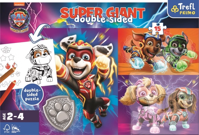 Oboustranniges Puzzle Paw Patrol: Großartiges Team Sehr Groß - 15 Teile