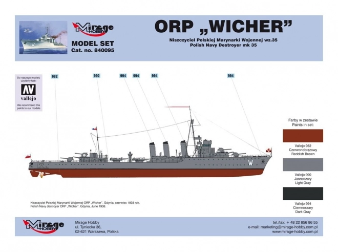 Polnischer Zerstörer ORP Wicher Modellbausatz