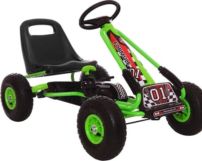Tret-Gokart mit Luftreifen + Aufblasbare Reifen + Verstellbarer Sitz – Grün
