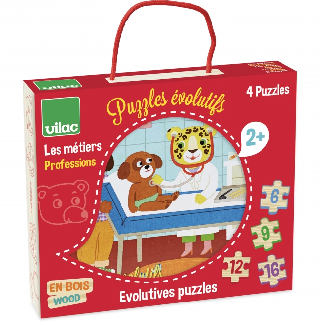 Holz-Puzzle Berufe 4 in 1