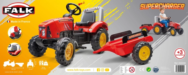 Roter Supercharger Trecker mit Anhänger für Kinder