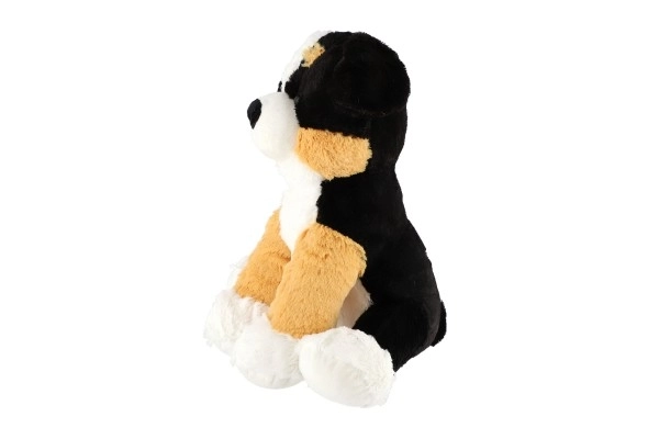 Sitzender Plüschhund 38cm schwarz-braun-weiß