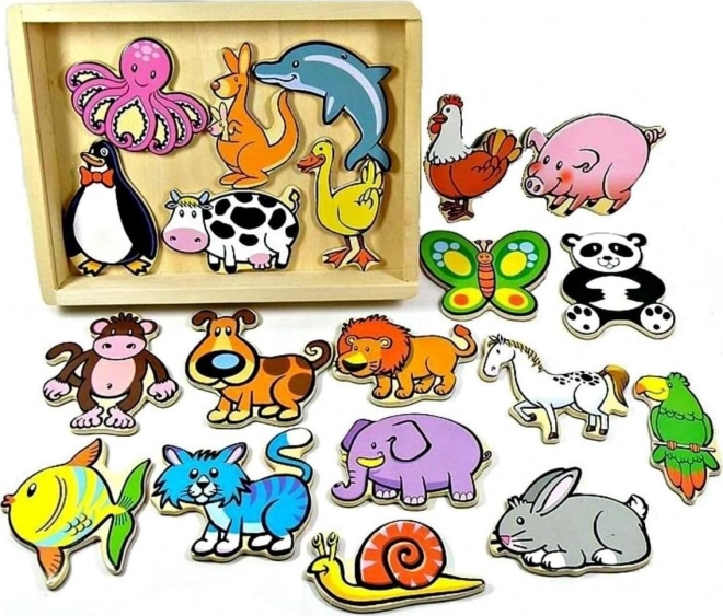 Bunte Holzmagnete Tiere - Set 20 Stk.