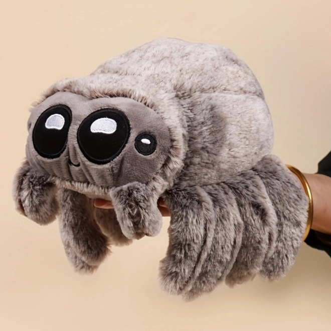 Plüsch Spinne Kuscheltier Grau 18 cm