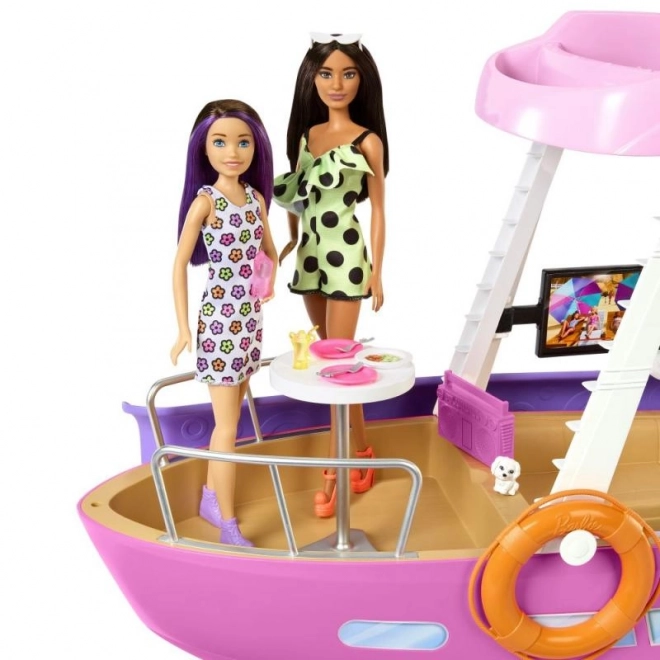 Barbie Traum-Motorboot mit transformierbarem Innenraum und Zubehör