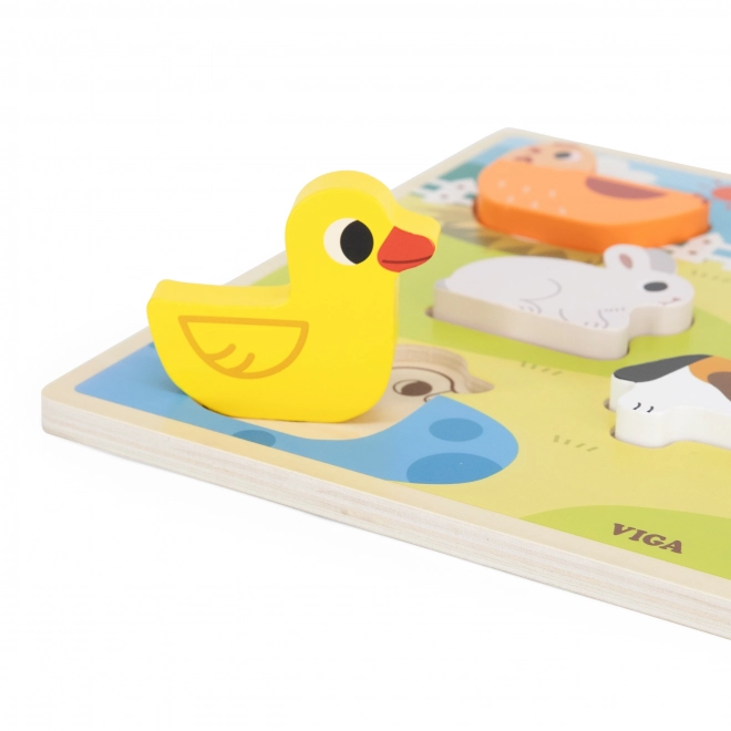 Viga Holzpuzzle Montessori Bauernhof Tiere