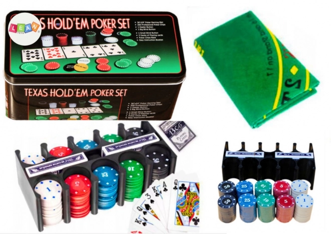 Poker Spielset mit 2 Kartendecks, Chips und Spielfeld