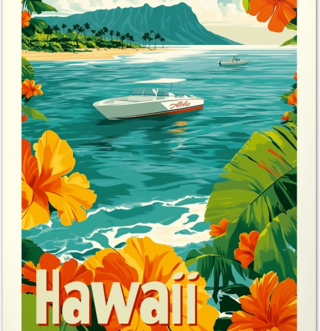 Wandkalender Vintage-Plakate Tropische Paradiese 2026