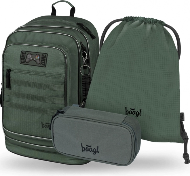 Baagl Set 3 Cubic Grove: Rucksack, Federmäppchen, Beutel
